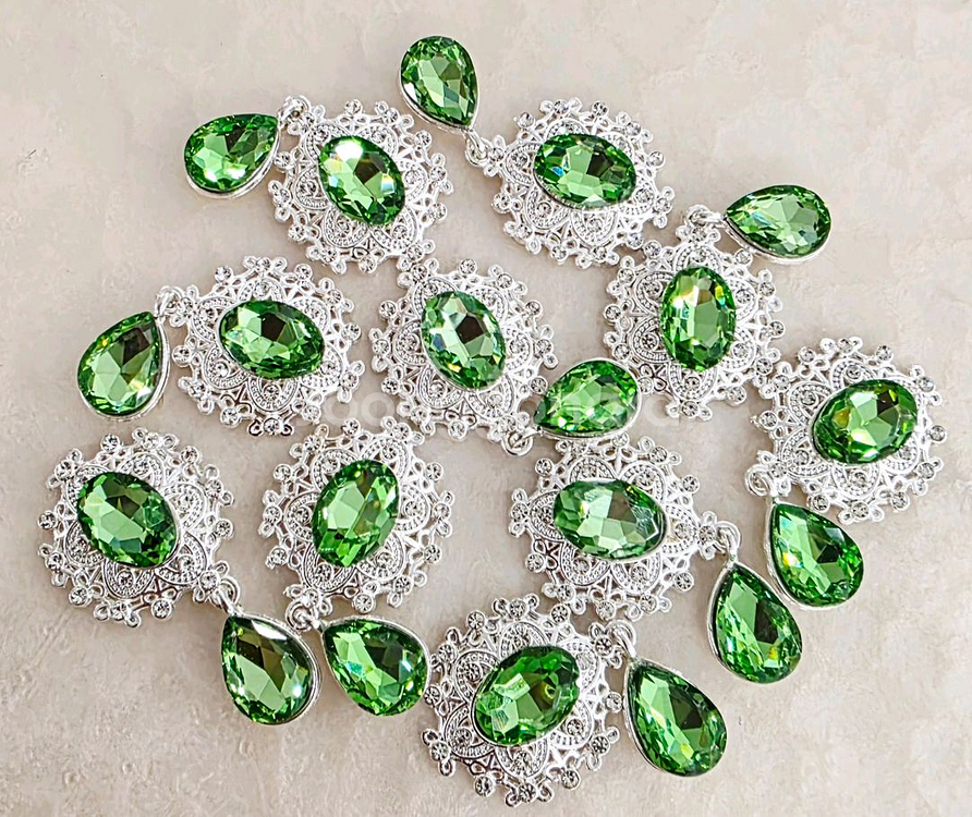 금속 실버그린 큐빅달랑이 10개 일괄--0