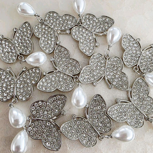 금속 실버나비 진주달랑이 10개 일괄