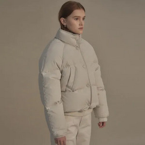 낫띵리튼 크롭드 스트링 푸퍼 자켓 숏패딩 포그 화이트