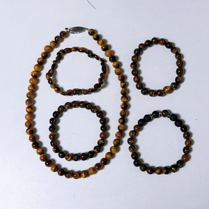 5개일괄9만,새상품]천연 호안석 목걸이 팔찌 4개 세트