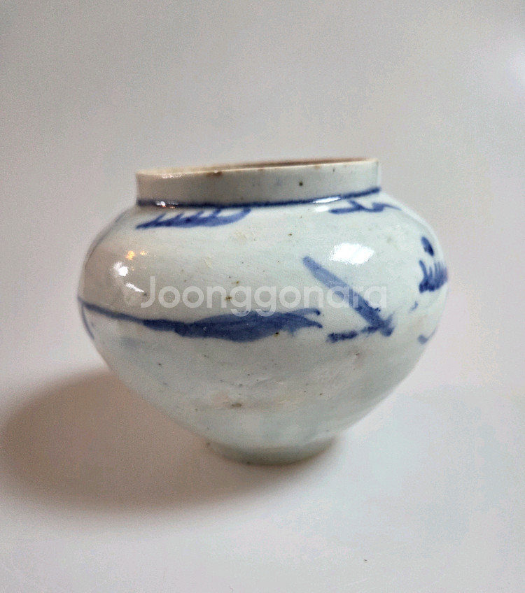 고미술품 조선시대 후기 백자청화 방산가마호--1