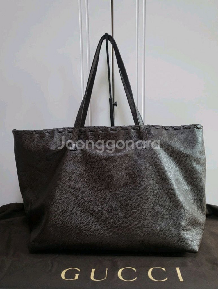 구찌 뱀부 태슬 레더 토트백--1