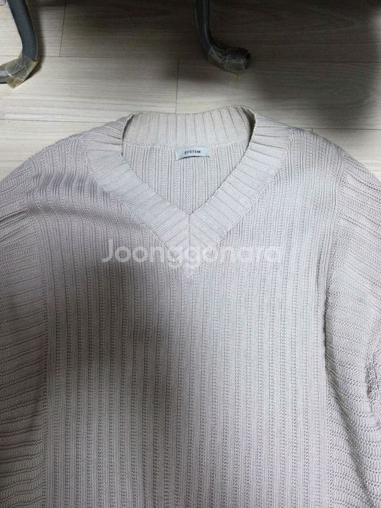 시스템옴므 정품 브이넥 그레이 오버핏 니트 100사이즈--1