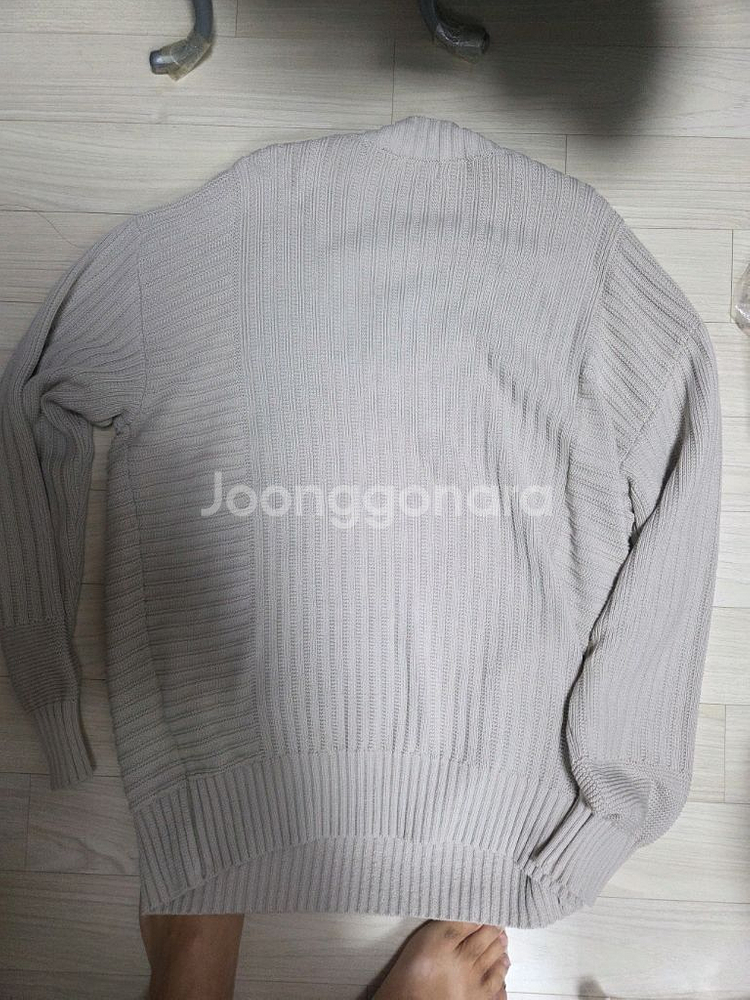 시스템옴므 정품 브이넥 그레이 오버핏 니트 100사이즈--3