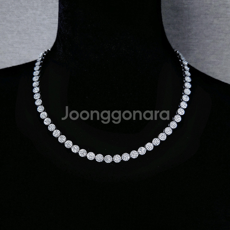 새상품]스와로브스키스톤 실버 목걸이+볼 귀걸이 세트--0