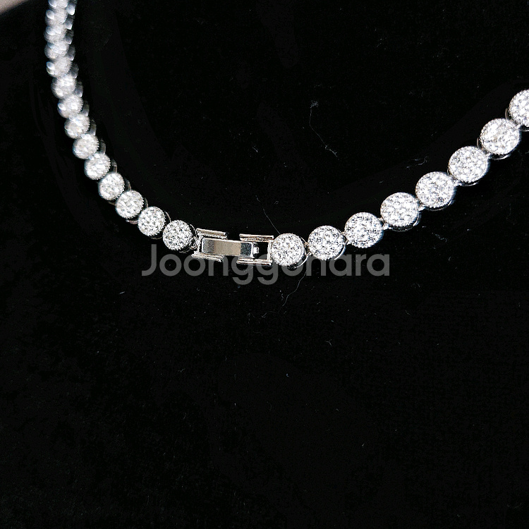 새상품]스와로브스키스톤 실버 목걸이+볼 귀걸이 세트--2