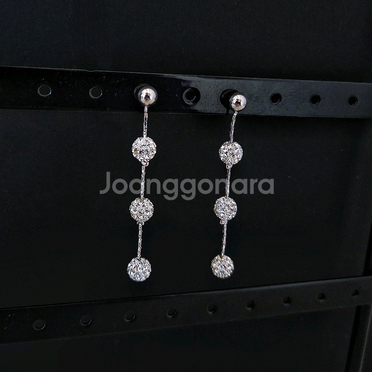 새상품]스와로브스키스톤 실버 목걸이+볼 귀걸이 세트--4