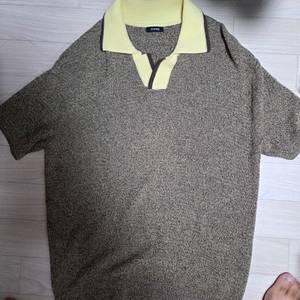 시스템옴므 정품 오버핏 카라 배색 반팔티 105사이즈