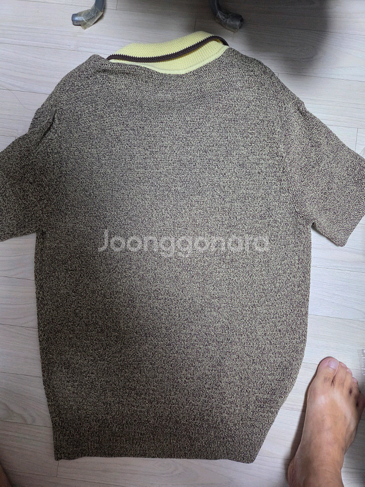 시스템옴므 정품 오버핏 카라 배색 반팔티 105사이즈--3