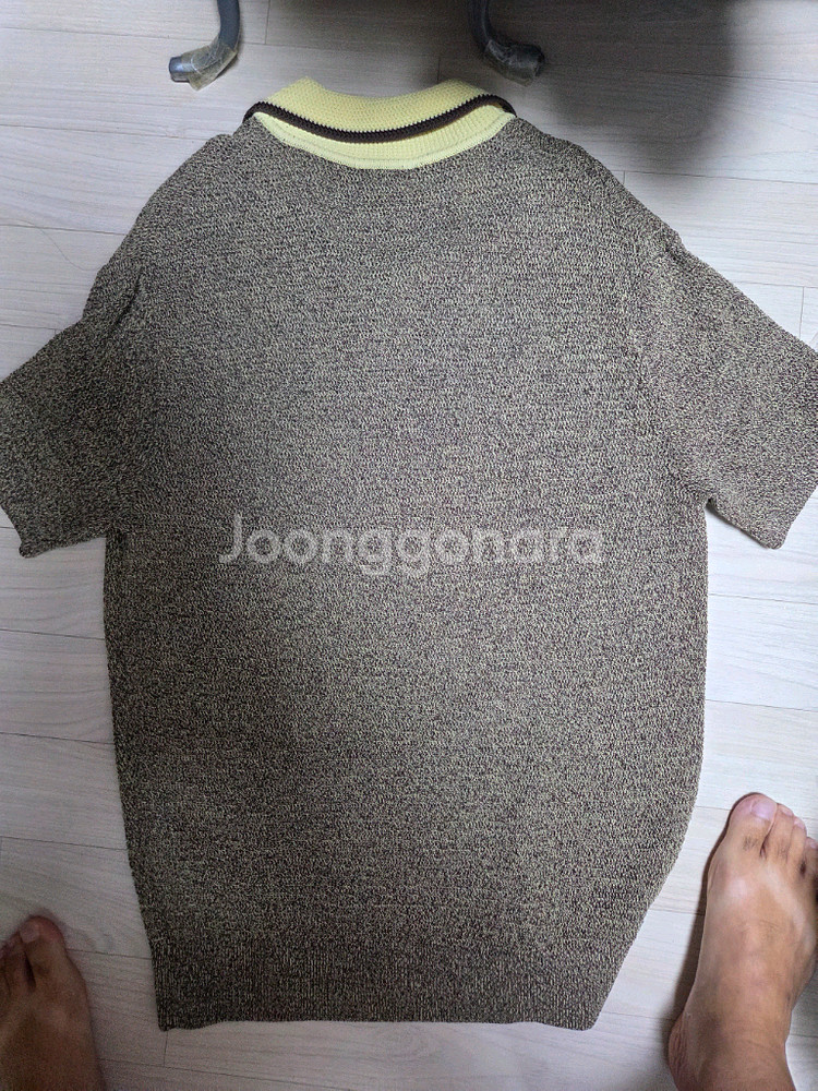 시스템옴므 정품 오버핏 카라 배색 반팔티 105사이즈--4