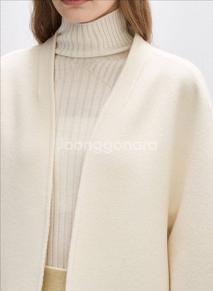 시스템 노카라 캐시미어 코트/사이즈 66 바배 실사있음--2