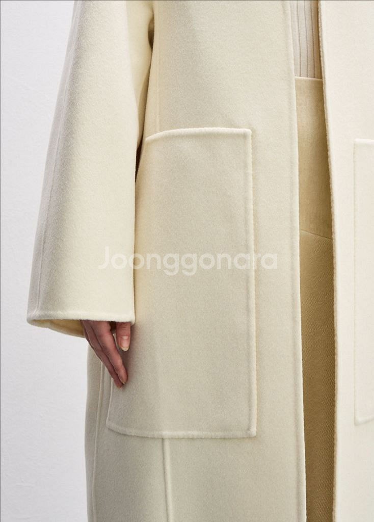 시스템 노카라 캐시미어 코트/사이즈 66 바배 실사있음--3