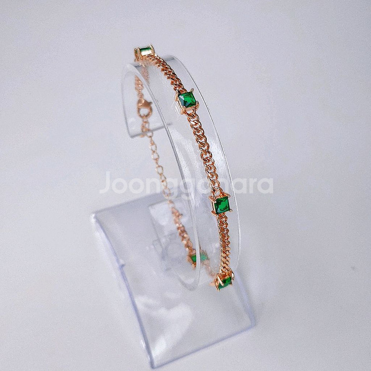 새상품,선물박스포장] 천연 에메랄드 데일리 체인 팔찌--0