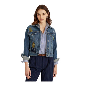 폴로 랄프로렌 21 신형 와펜 패치 데님 자켓 여성 청자켓 XS 상태좋음