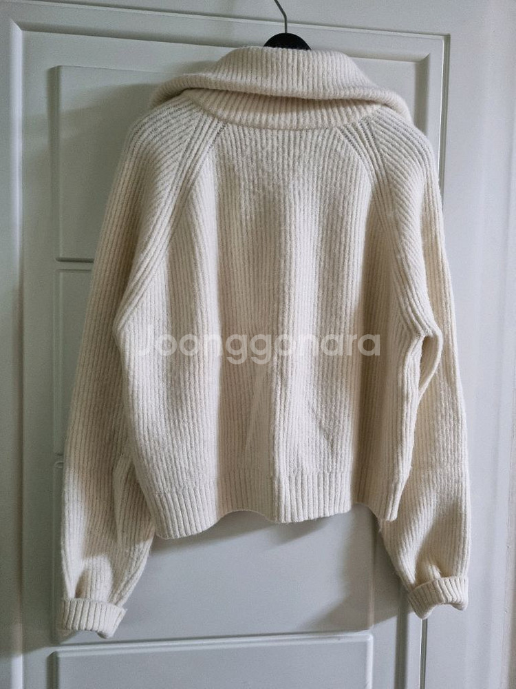 카라 하이넥 투웨이지퍼 집업 니트 가디건--2