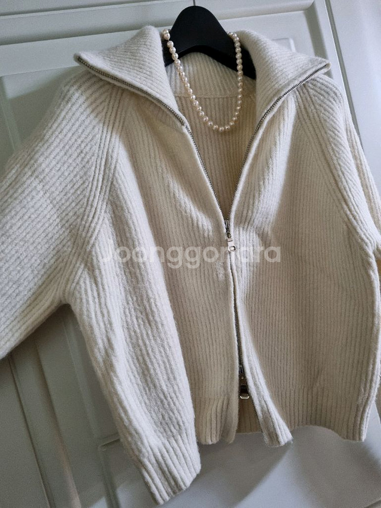 카라 하이넥 투웨이지퍼 집업 니트 가디건--1