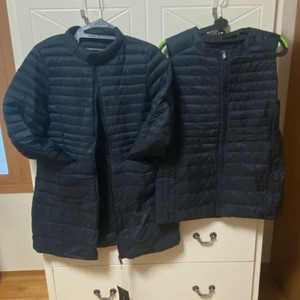 새상품 ) 여성 경량패딩+조끼셋트/구스 솜털 80/20