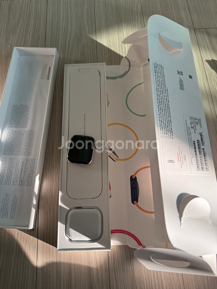 애플워치8 실버 스테인리스 셀룰러 GPS 45mm입니다--3