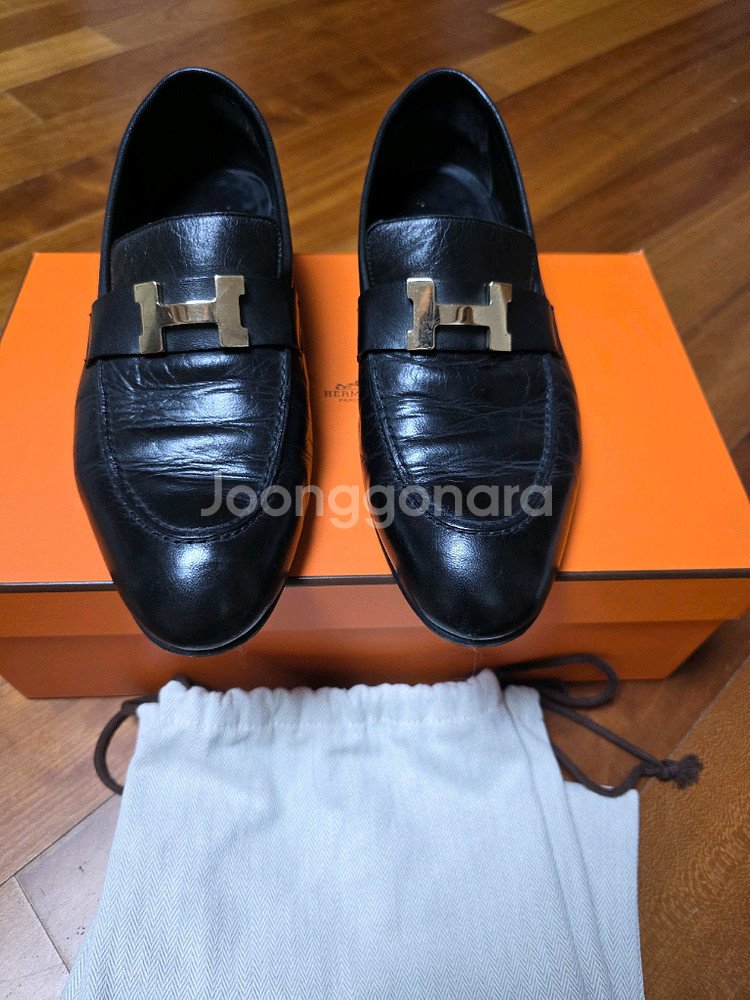 에르메스 H 로고 레더 로퍼 41.5--0