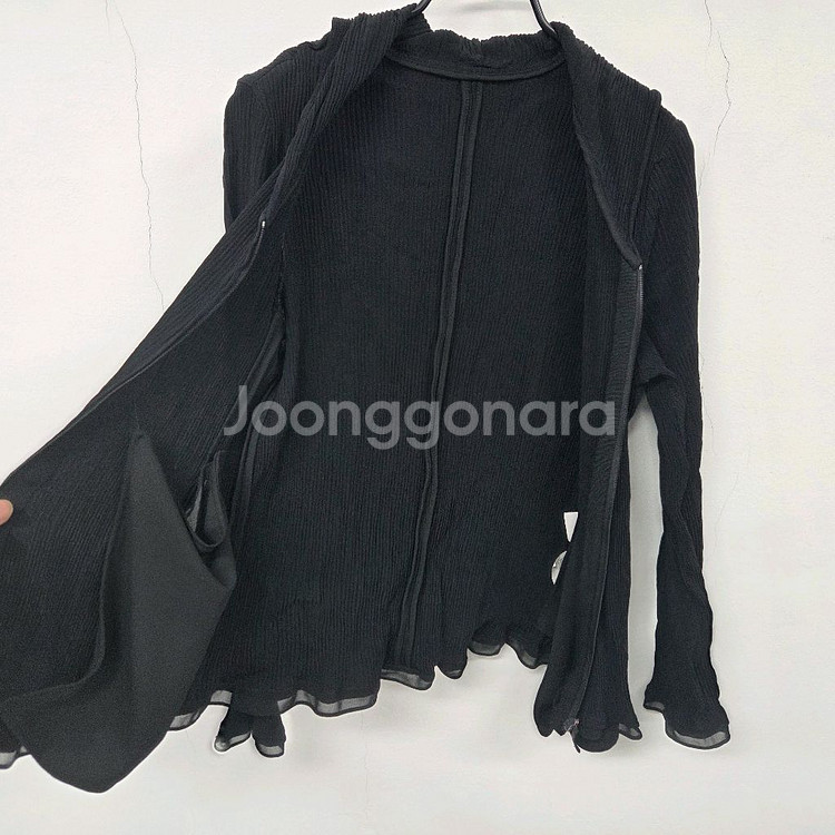 구호 25 신상 크링클 후드 집업 여성 플리츠 자켓 M 블랙--3