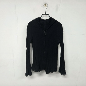 구호 25 신상 크링클 후드 집업 여성 플리츠 자켓 M 블랙