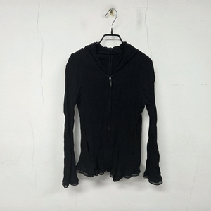 구호 25 신상 크링클 후드 집업 여성 플리츠 자켓 M 블랙