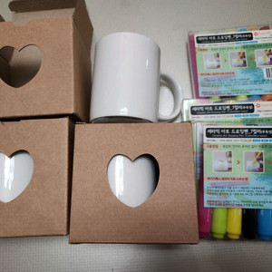 세라믹 아트 드로잉 펜 세트와 머그컵 3개 새상품