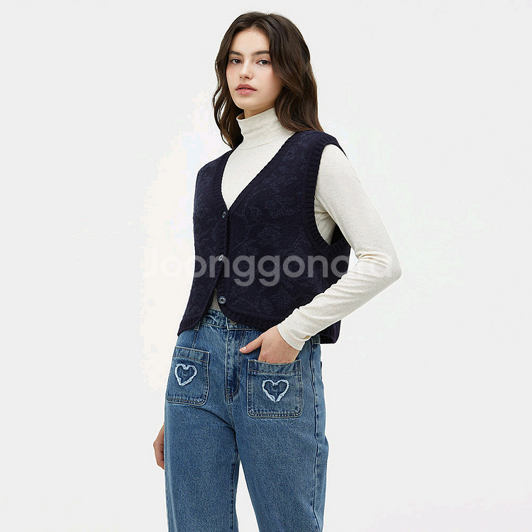 써스데이아일랜드 하트 포인트 데님 팬츠 새옷--2