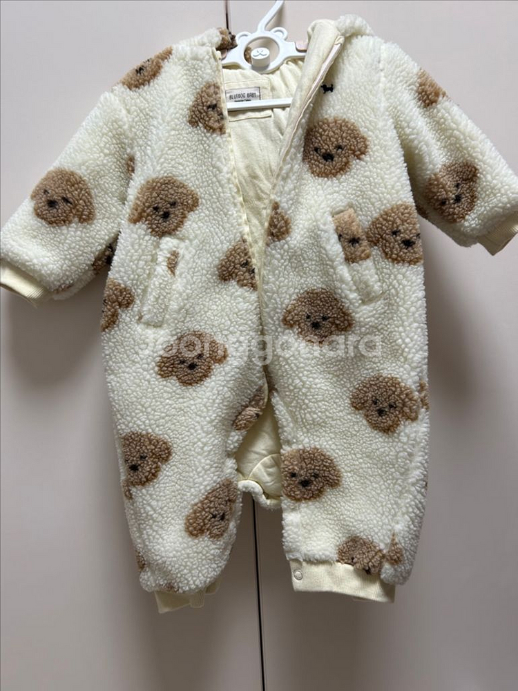 블루독베이비 뽀글이 곰돌이 패턴 아기 우주복--0