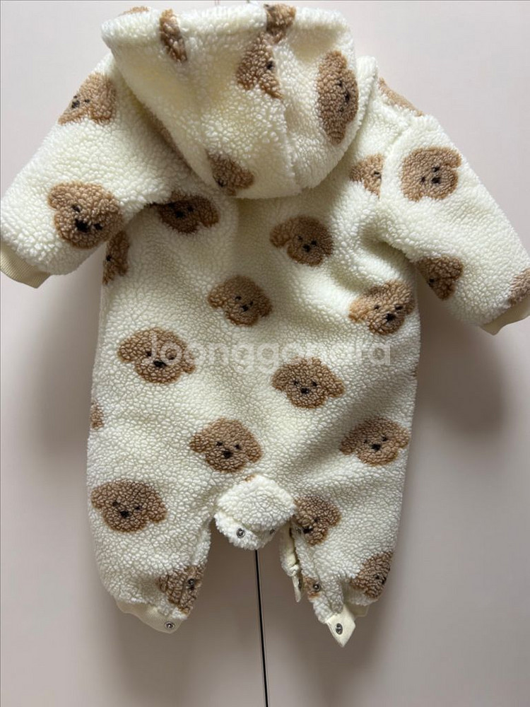 블루독베이비 뽀글이 곰돌이 패턴 아기 우주복--1