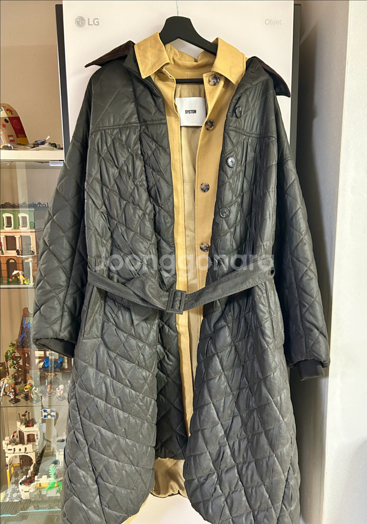 한섬 system 시스템 퀄팅 벨티드 트렌치 코트--0