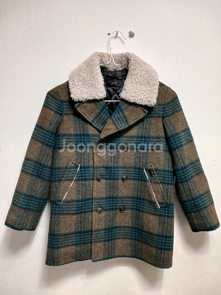 닥스 키즈 체크 무늬 숏 코트 퍼 카라 사이즈 130(9y)--0