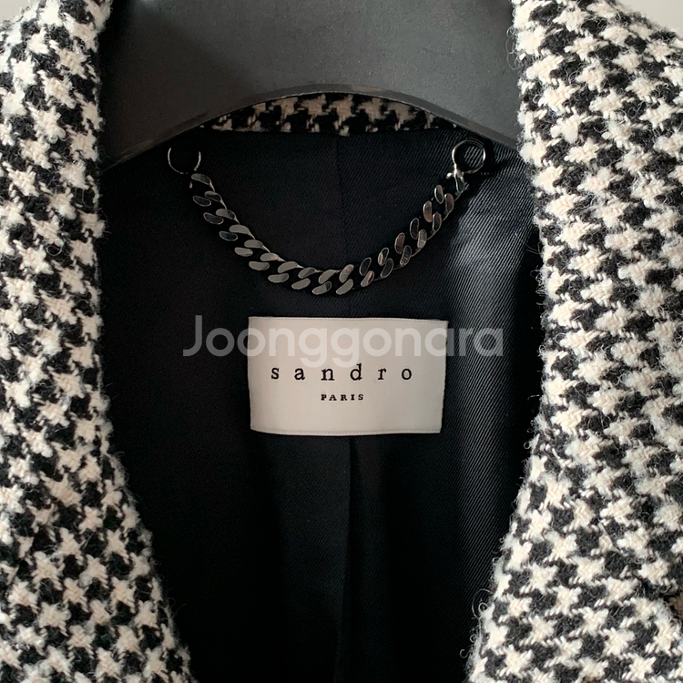 (M) 산드로옴므 남자 하운드투스 헤링본 울 코트--2