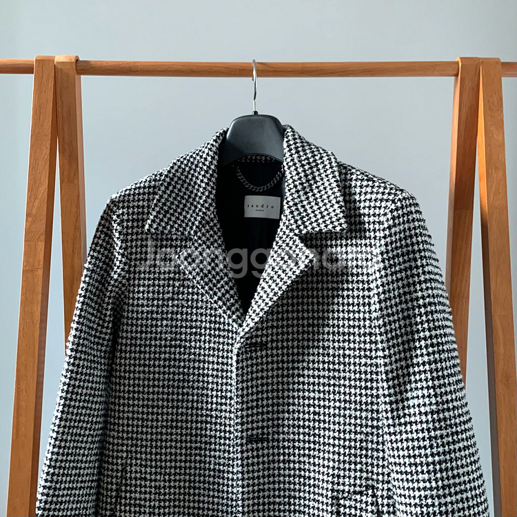 (M) 산드로옴므 남자 하운드투스 헤링본 울 코트--1