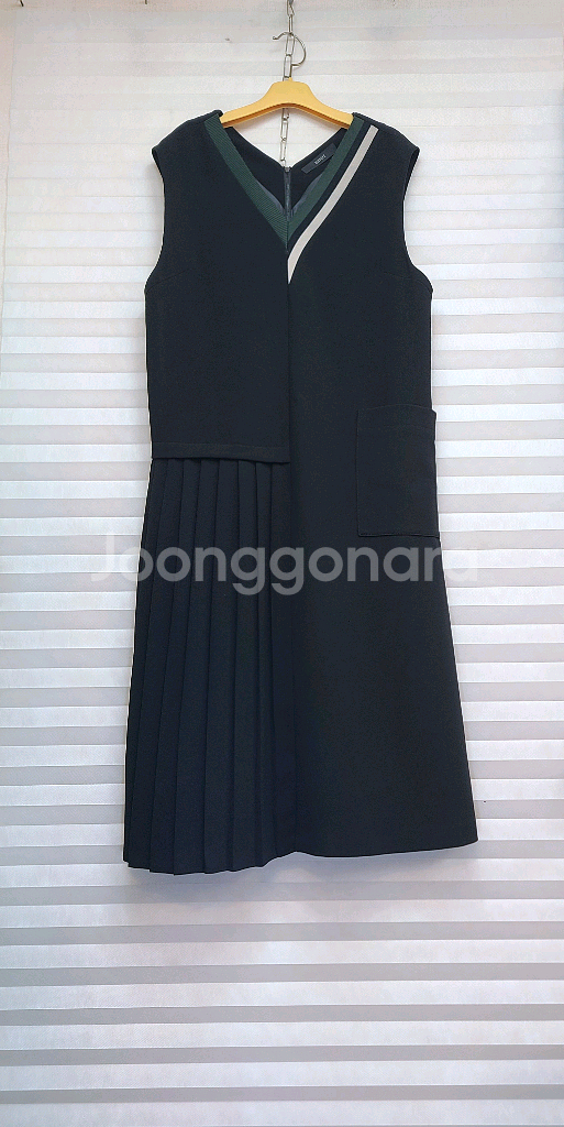 블루페페> 브이넥 조끼 롱원피스--0