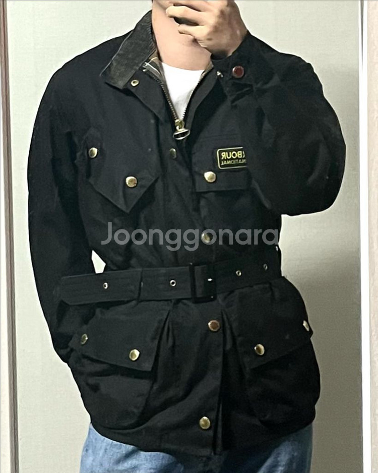 바버 인터네셔널 벨티드 왁스 자켓--0