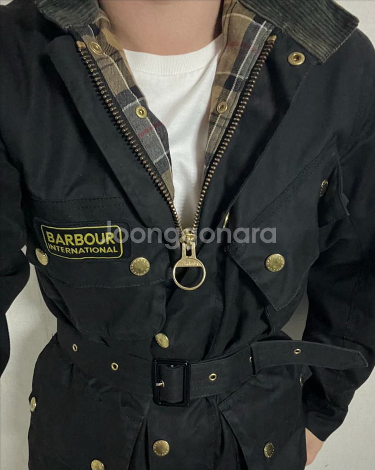 바버 인터네셔널 벨티드 왁스 자켓--2