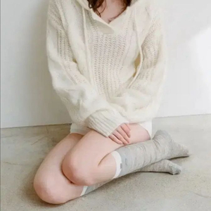 thethis 더티스 모헤어 후드 트위스트 니트