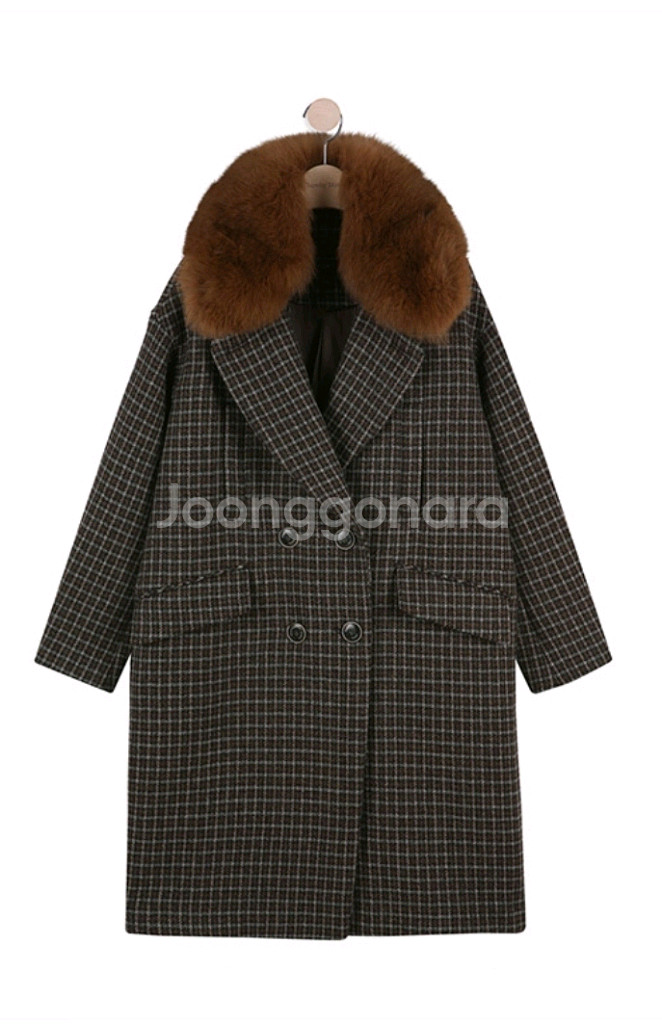 써스데이아일랜드 폭스퍼 체크코트 일반택포 9.5--0