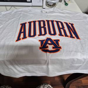 오번대학교 흰색 반팔 티셔츠