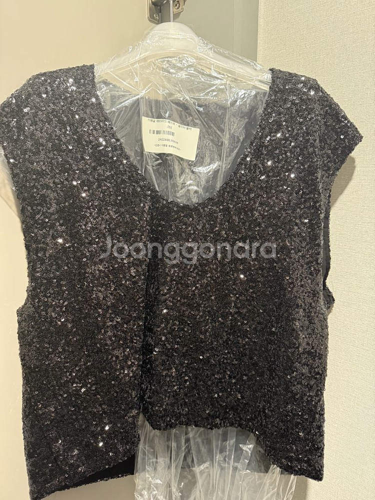 오르 orr 스팽글 레이어드 베스트 블랙--1