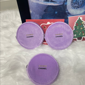 샤넬 퍼플 원형 파우치
