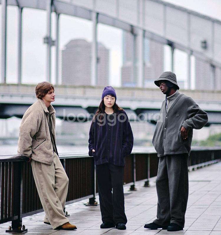 유니클로 니들스 콜라보 후리스 와이드팬츠(블랙,그레이)--7