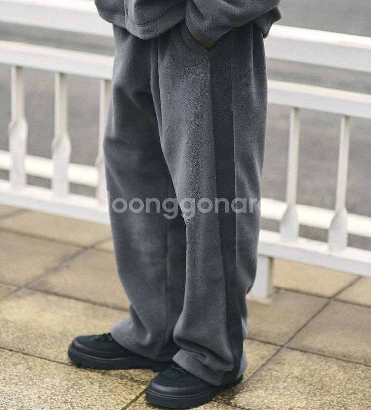 유니클로 니들스 콜라보 후리스 와이드팬츠(블랙,그레이)--5