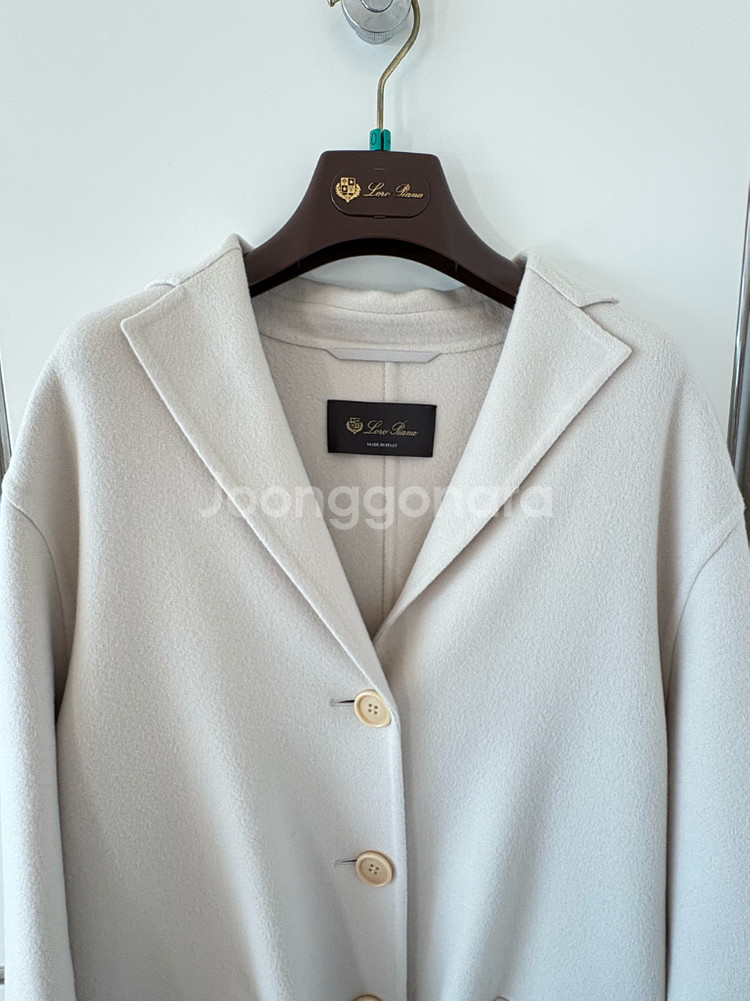 로로피아나 아이보리 캐시미어 100 롱 코트--2