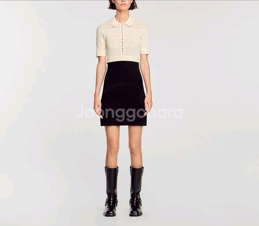 산드로 투톤 니트 미니 원피스 (새상품)--0