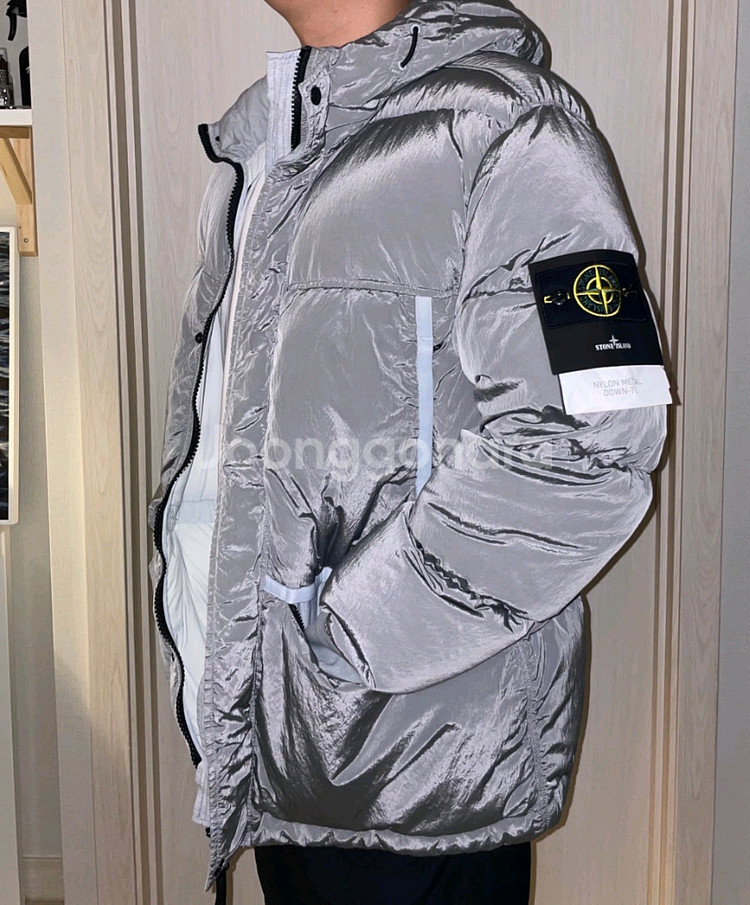 스톤아일랜드 나일론메탈패딩 펄그레이 xl--7