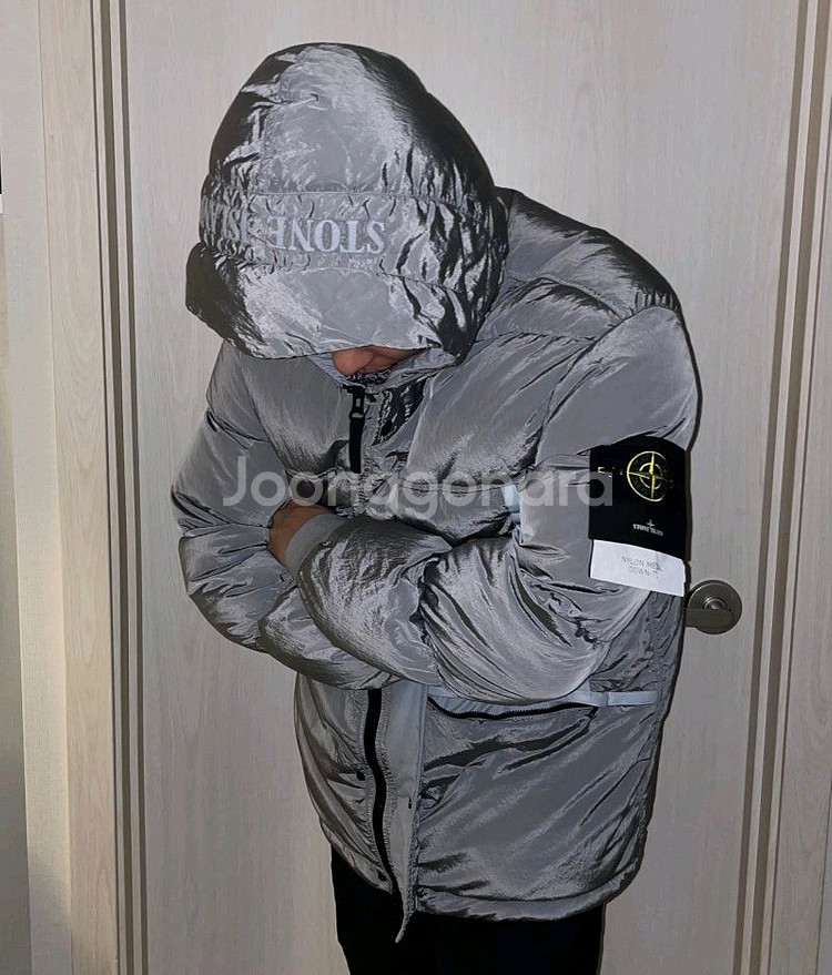 스톤아일랜드 나일론메탈패딩 펄그레이 xl--8