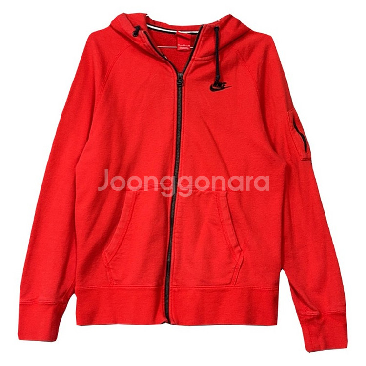 나이키 레드 로고 코튼 후드 집업 XL--0