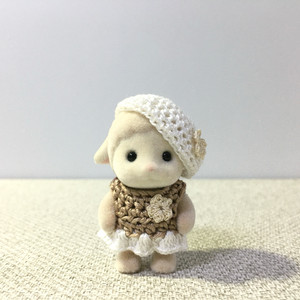 [실바니안 뜨개옷] 베이지 니트 원피스 베레모 세트